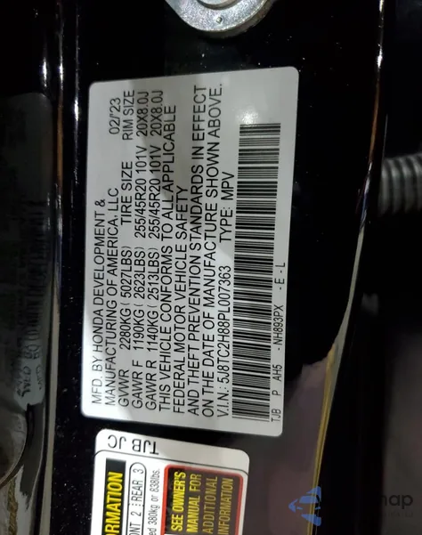 2023 Acura Rdx A-Spec Advance из США, поврежденный, VIN 5J8TC2H88PL007363